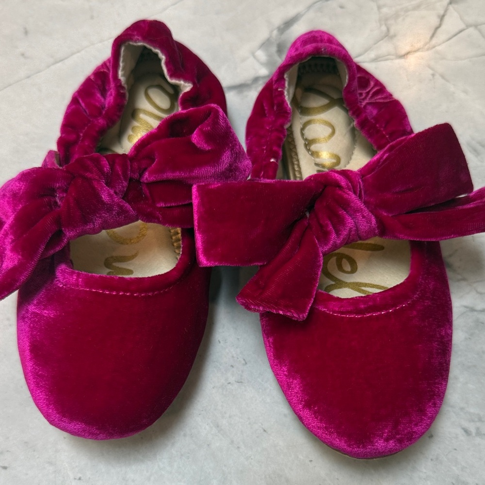 Sam Edelman Magenta Velvet Kids Slippers